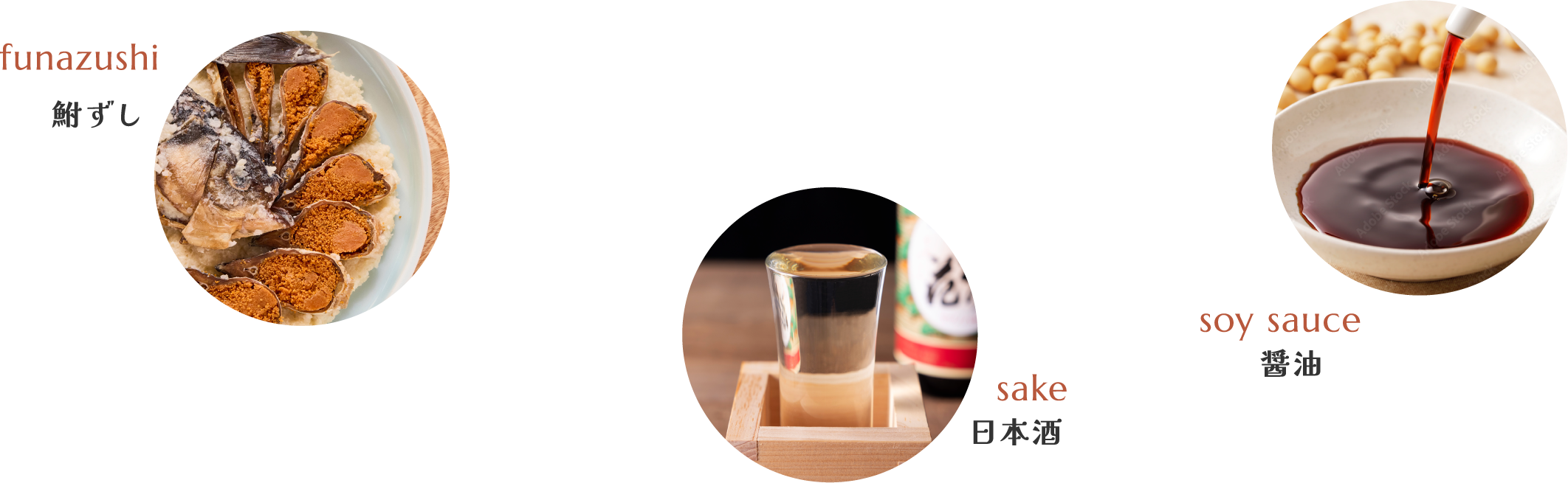 酢　味噌　鮒ずし　日本酒　醤油　画像